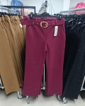 Magas derekú, elegáns női nadrág + öv - N3121 - Bordó