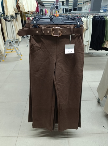 Magas derekú, elegáns női nadrág + öv - N3121 - Csoki barna