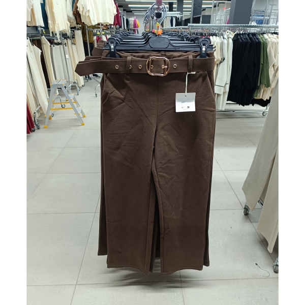 Magas derekú, elegáns női nadrág + öv - N3121 - Csoki barna