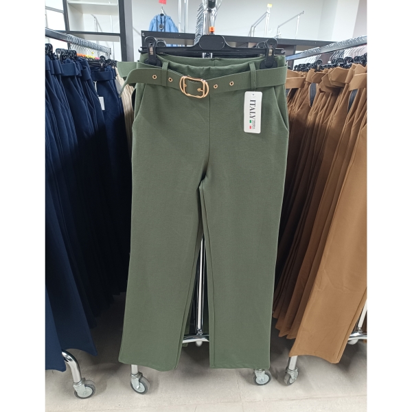 Magas derekú, elegáns női nadrág + öv - N3121 - Khaki