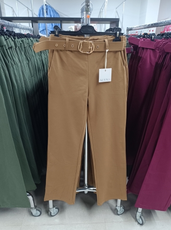 Magas derekú, elegáns női nadrág + öv - N3121 - Őzbarna