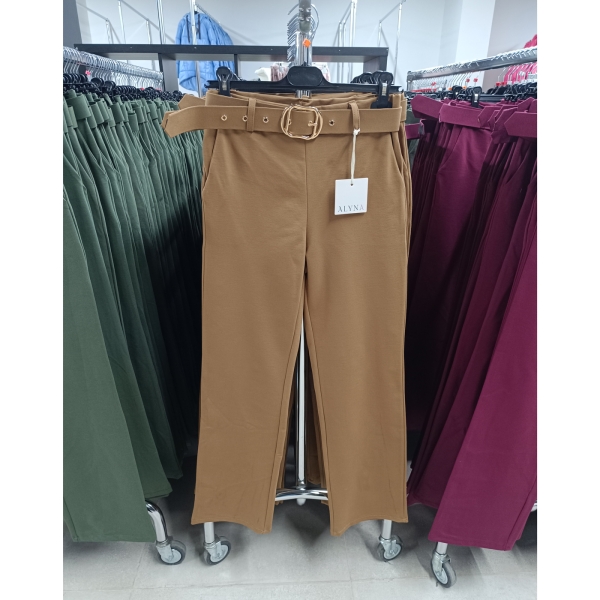 Magas derekú, elegáns női nadrág + öv - N3121 - Őzbarna