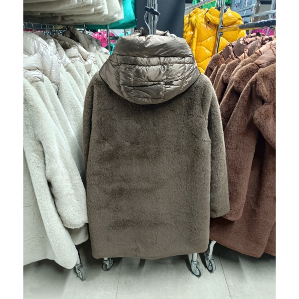 Műszőrme kabát - FLY-2923 - Barna