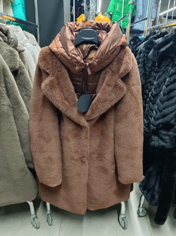 Műszőrme kabát - FLY-2923 - Bronz