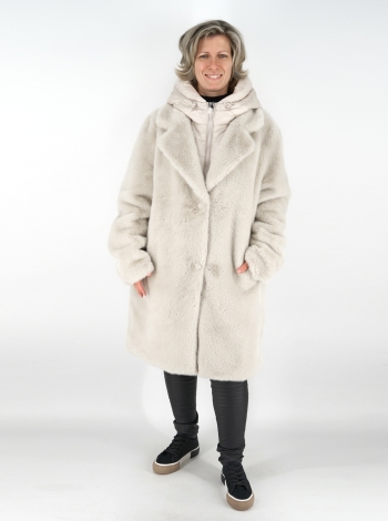 Műszőrme kabát – FLY-2923 – Fehér