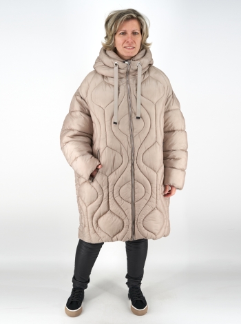 Női steppelt kabát, fix kapucnis - FLY-2960 - Fango