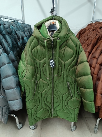 Női steppelt kabát, fix kapucnis - FLY-2960 - Olive zöld
