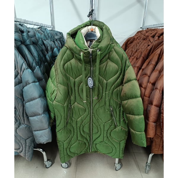Női steppelt kabát, fix kapucnis - FLY-2960 - Olive zöld