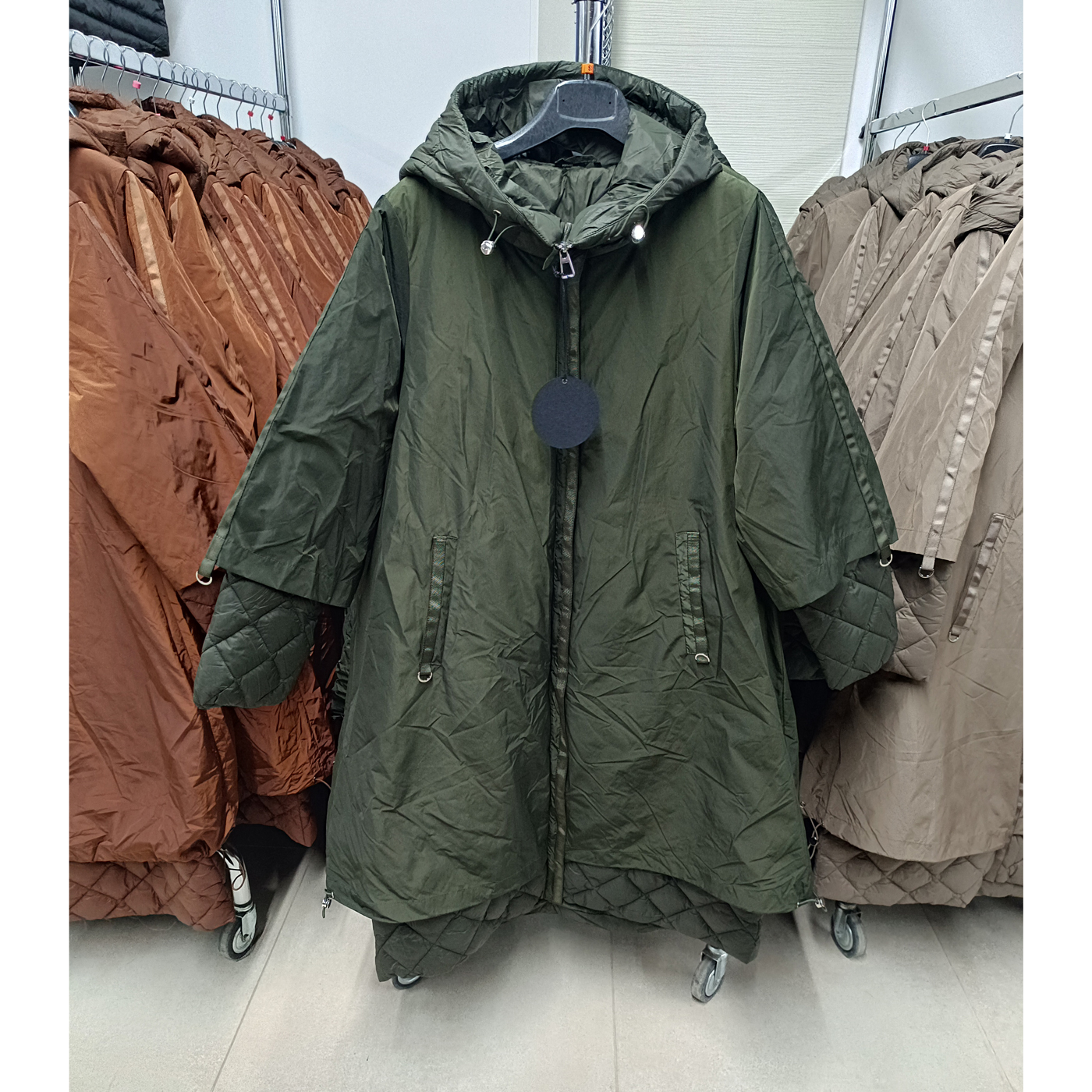 Női steppelt kabát - FLY-2966 - Khaki 1 Női steppelt kabát - FLY-2966 - Khaki