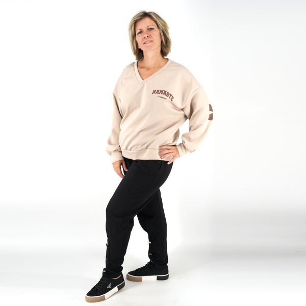 V-nyakú női felső (NAMASTE) - F2589 - Bézs
