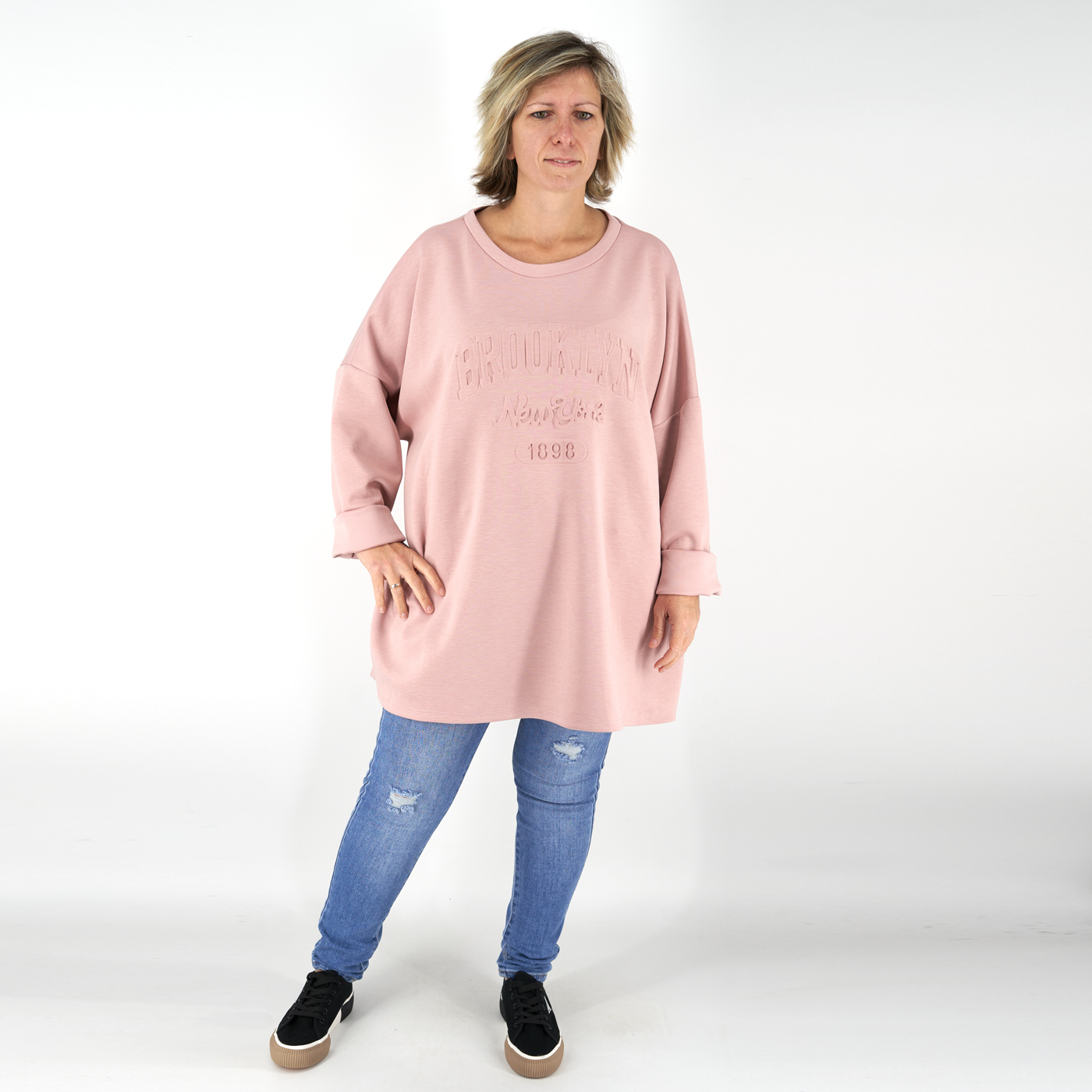 "Brooklyn" felíratú tunika - T25054 - Rózsaszín 1 "Brooklyn" felíratú tunika - T25054 - Rózsaszín