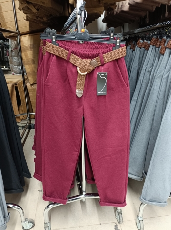 Egyenes szárú női nadrág + öv - LCK2037 - Bordó