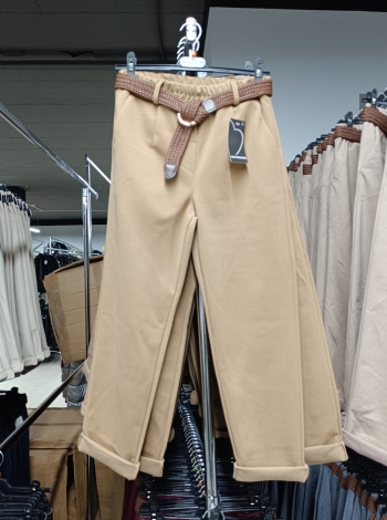 Egyenes szárú női nadrág + öv - LCK2037 - Camel