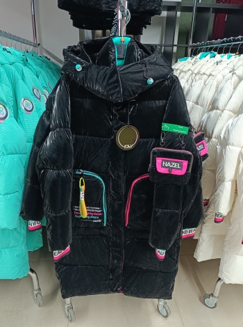 Hosszított női steppelt télikabát - "HAZEL" LONG - FLY-2316 - Fekete