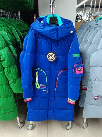 Hosszított női steppelt télikabát - "HAZEL" LONG - FLY-2316 - Királykék