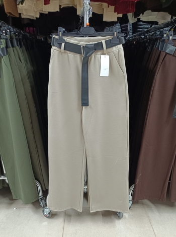 Magas derekú, egyenes szárú női nadrág + öv - N1986 - Fango