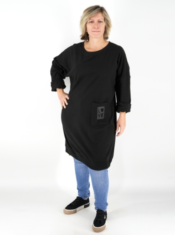 Mikropolár tunika/pulcsi - T25055 - Fekete