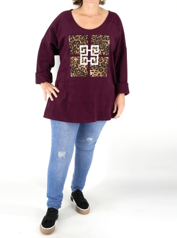 Mintás mikropolár felső - F25057 - Padlizsán