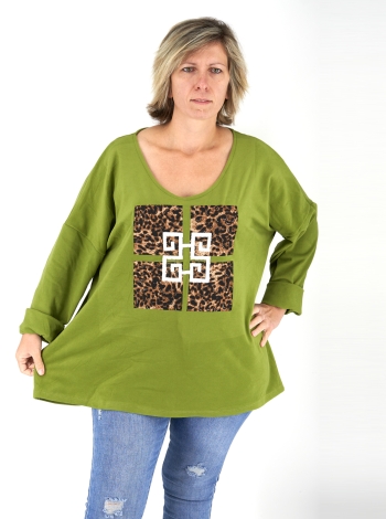 Mintás mikropolár felső - F25057 - Zöld