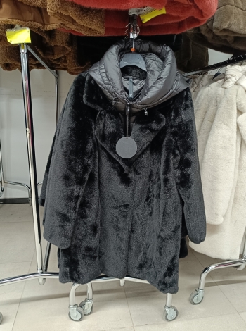 Műszőrme kabát - FLY-2923 - Fekete