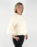 Női kardigán műszőrme díszítéssel - ZS9098 - Krém
