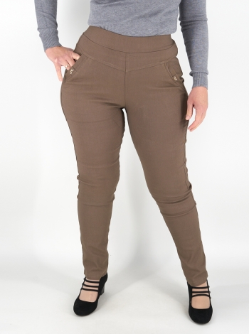 Női sztreccs nadrág (belül bolyhos) – H2516 - Mogyoró-3