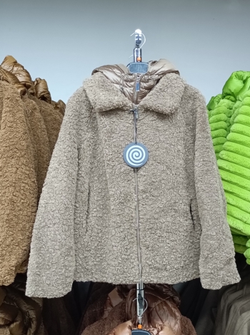 Női Teddy kabát, steppelt szélfogóval - FLY-2952 - Fango