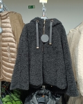 Női Teddy kabát, steppelt szélfogóval - FLY-2952 - Fekete