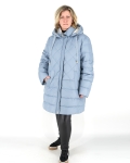 Plus size, női tollkabát - FLY-2993 - Babakék