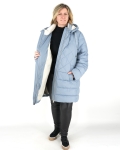 Plus size, női tollkabát - FLY-2993 - Babakék