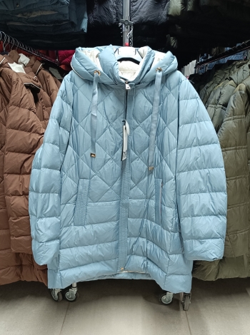 Plus size, női tollkabát - FLY-2993 - Babakék