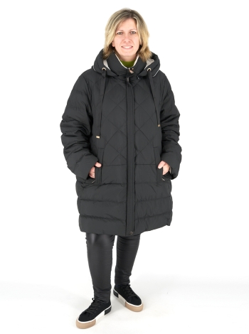 Plus size, női tollkabát – FLY-2993 – Fekete