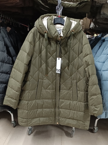 Plus size, női tollkabát - FLY-2993 - Khaki