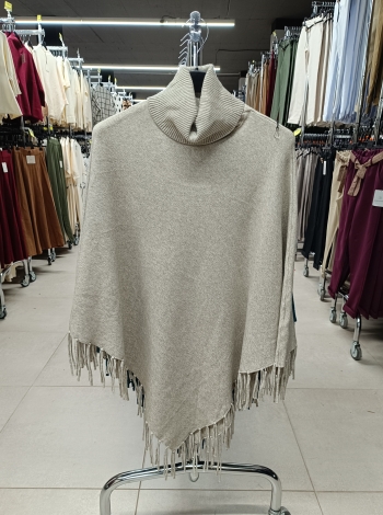 Puha tapintású női poncsó rojtokkal - F8213 - Fango