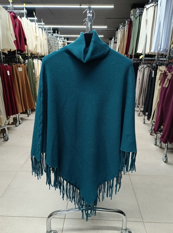 Puha tapintású női poncsó rojtokkal - F8213 - Galapagos