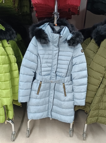 Steppelt, hosszú téli kabát - FLY-1213 - babakék