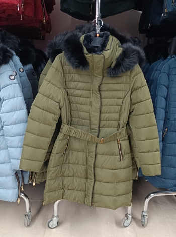 Steppelt, hosszú téli kabát - FLY-1213 - khaki