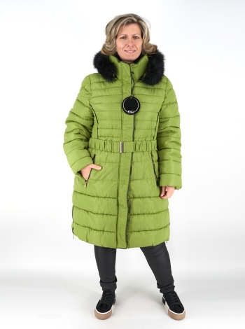 Steppelt, hosszú téli kabát – FLY-1213 – Világos zöld