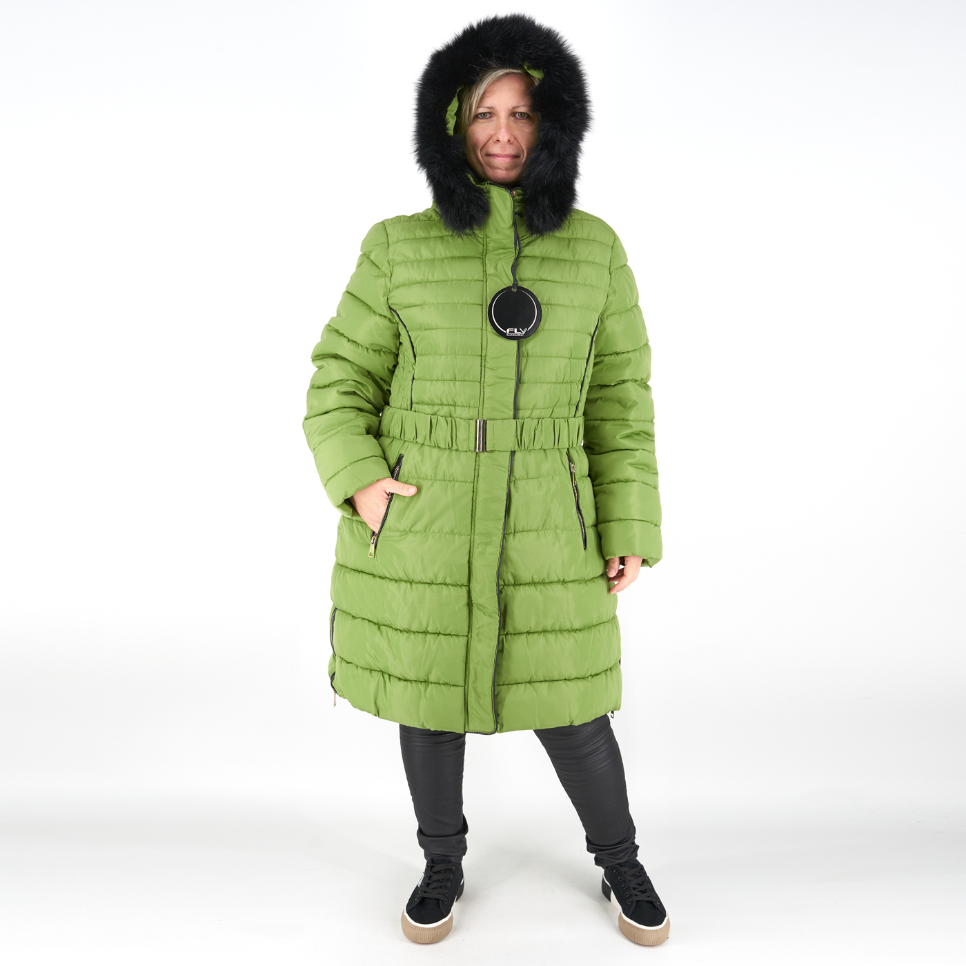 Steppelt, hosszú téli kabát - FLY-1213 - Világos zöld 4 Steppelt, hosszú téli kabát – FLY-1213 – Világos zöld