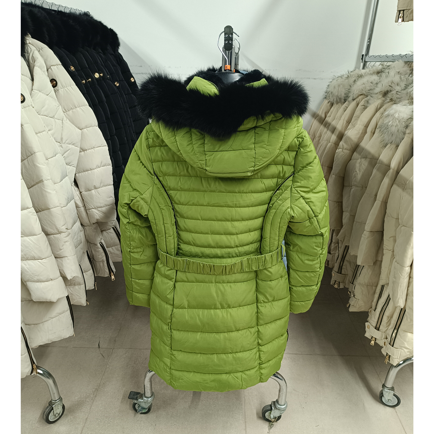 Steppelt, hosszú téli kabát - FLY-1213 - Világos zöld 7 Steppelt, hosszú téli kabát - FLY-1213 - zöld
