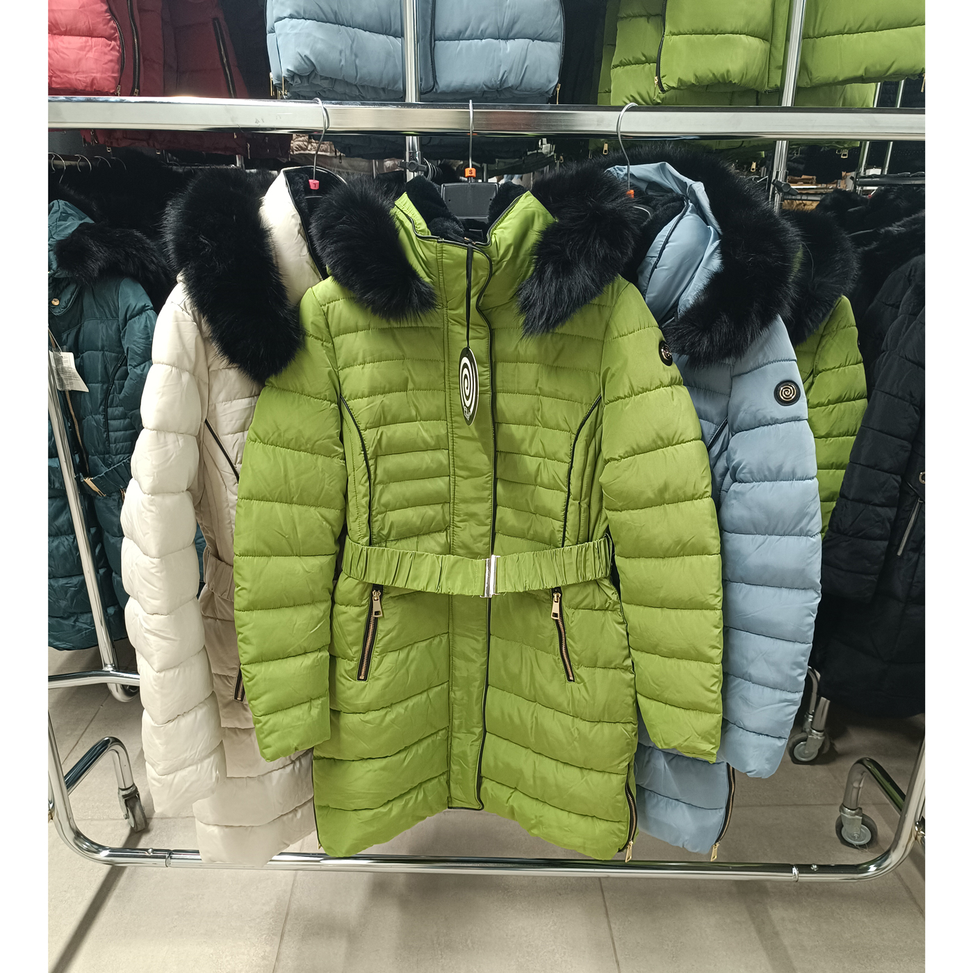 Steppelt, hosszú téli kabát - FLY-1213 - Világos zöld 6 Steppelt, hosszú téli kabát - FLY-1213 - zöld