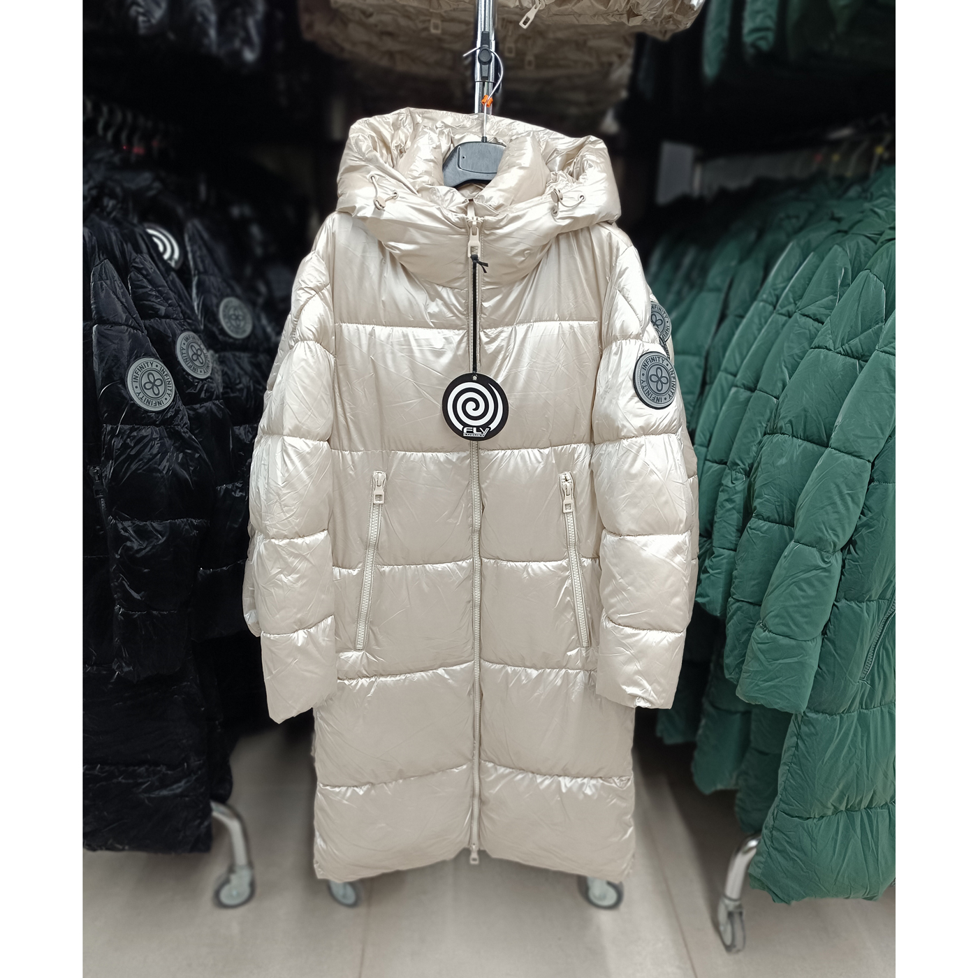 Steppelt, hosszú téli kabát - INFINITY LONG - FLY-2312 - Ekrü 1 Steppelt, hosszú téli kabát - INFINITY LONG - FLY-2312 - Ekrü