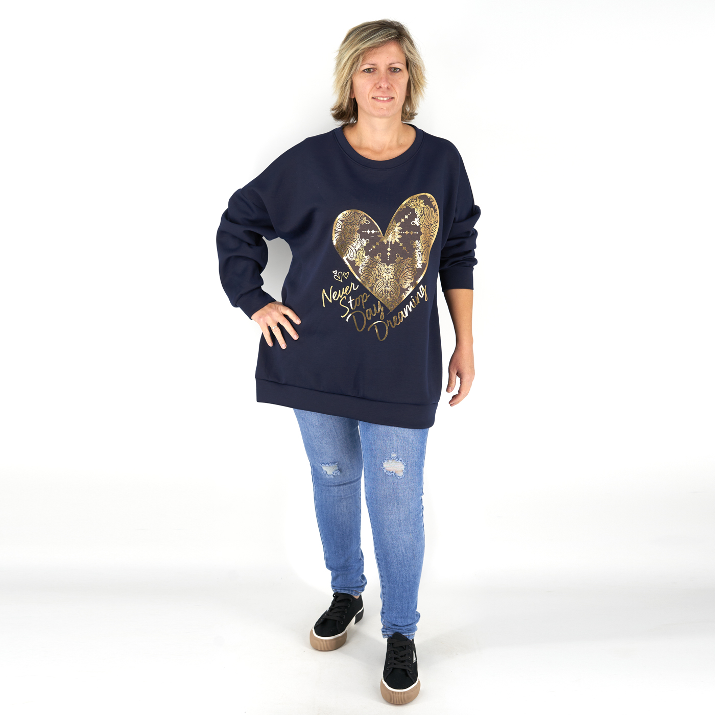 Szív mintás pulóver - P25046 2 Szív mintás pulóver - P25046-2