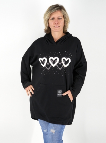 Szívecskés, strasszos tunika/pulcsi - T9451-2