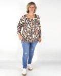 V-nyakú női felső - F20661 - Barna mintás 3 V-nyakú női felső - F20661 - Barna mintás