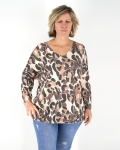 V-nyakú női felső - F20661 - Barna mintás-2