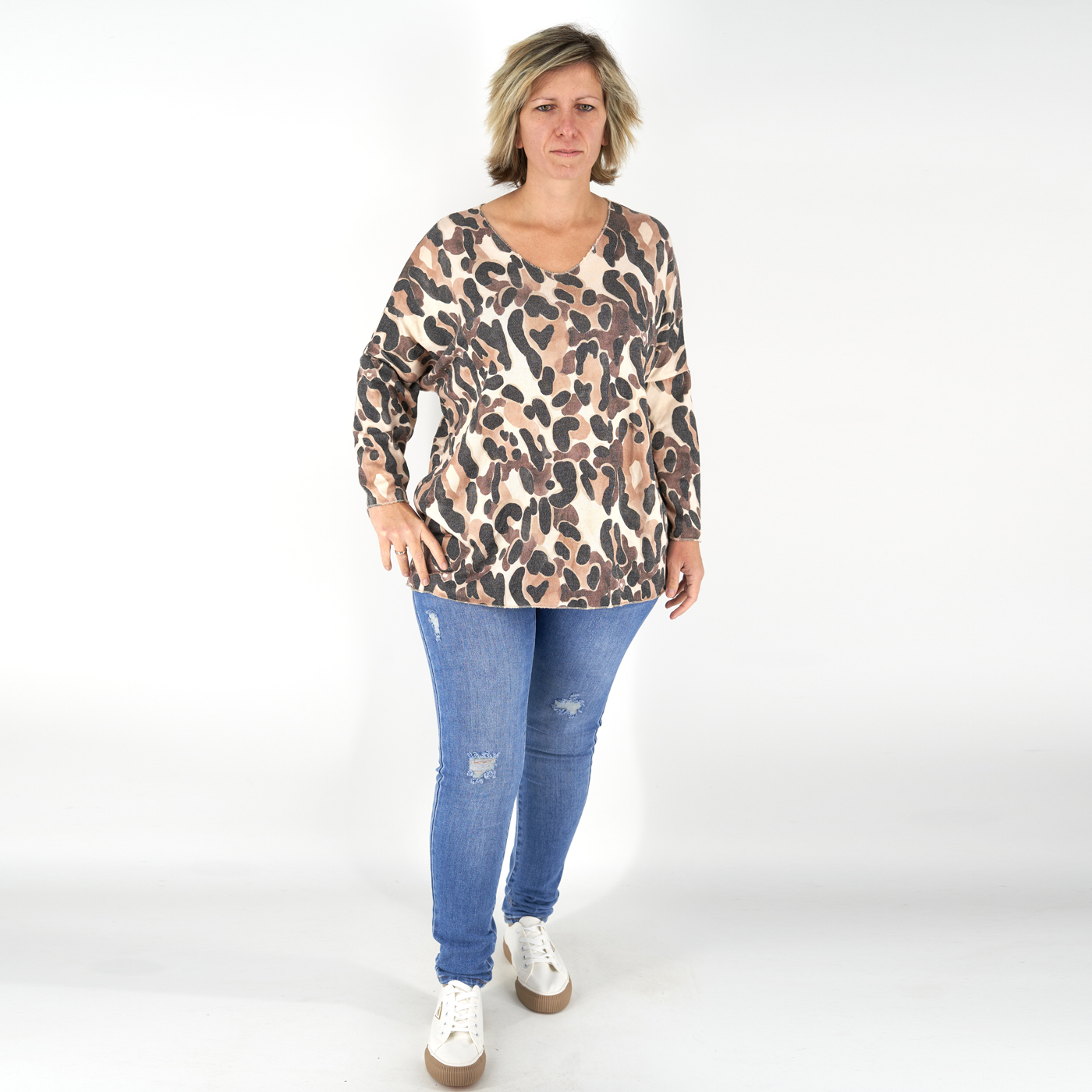 V-nyakú női felső - F20661 - Barna mintás 2 V-nyakú női felső - F20661 - Barna mintás