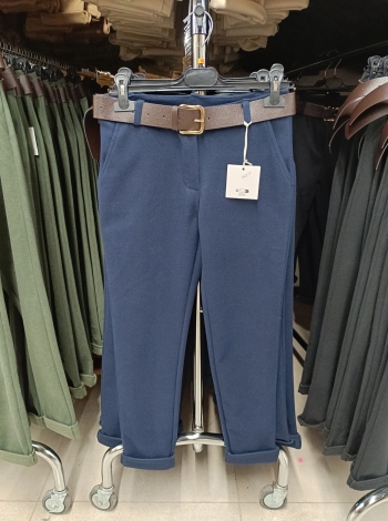 Vastag, téli női nadrág + öv - N2825-5 - Sötétkék