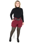 Szövet rövidnadrág + öv - N25438 - Bordó-3