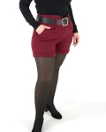 Szövet rövidnadrág + öv - N25438 - Bordó-4